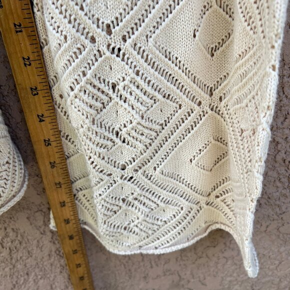 Free People FP Beach Get Away Fauxchet Cardigan Pants Set Crocheted Size M Cream - Picture 12 of 14